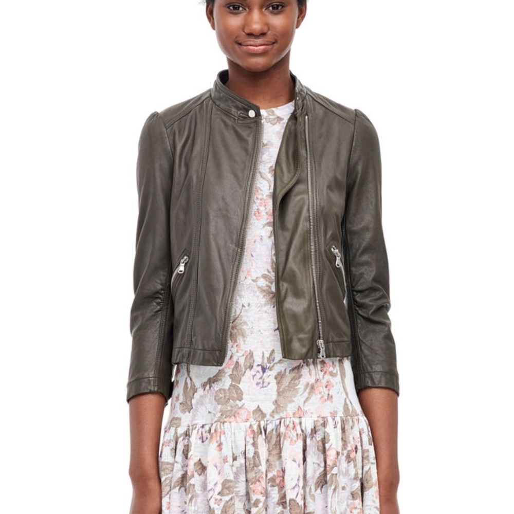 NWT Rebecca Taylor Olive Leather Jacket